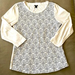 J Crew Women’s S 3/4 sleeve embroidered t-shirt